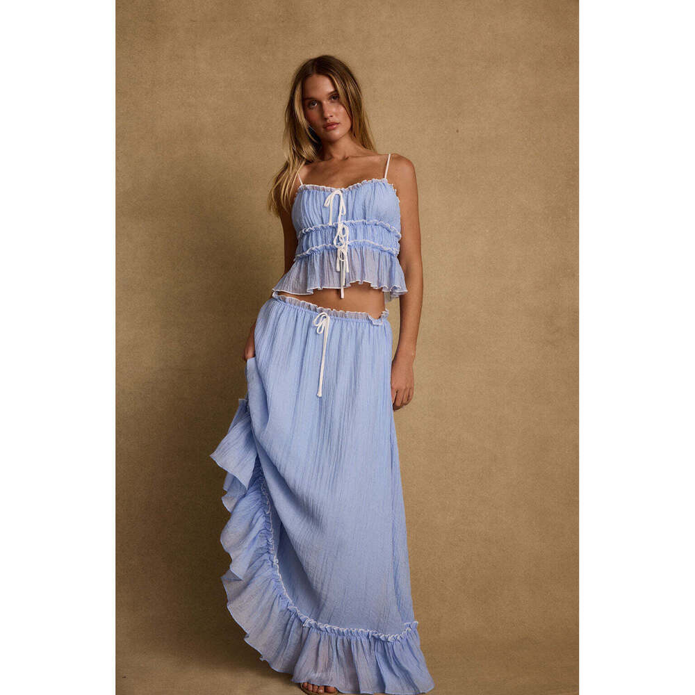 12th Tribe Dahlia Blue Maxi Skirt Size MM